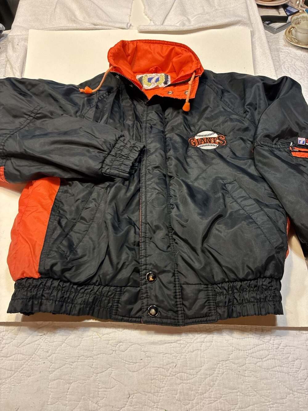 Logo 7 San Francisco Giants Jacket Size Medium Black Orange Vintage MLB